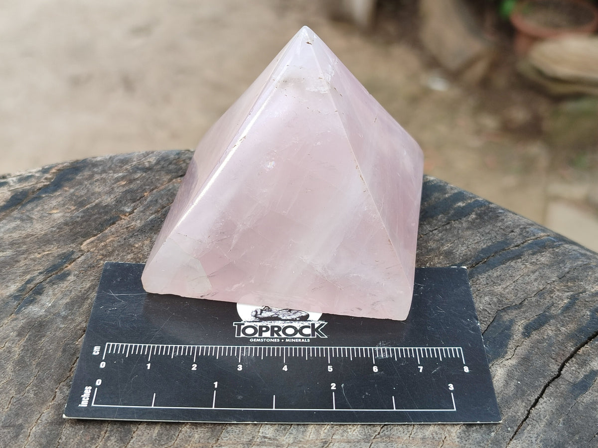 Polished Gemmy Rose Quartz Pyramids x 6 From Madagascar - Toprock Gemstones and Minerals 