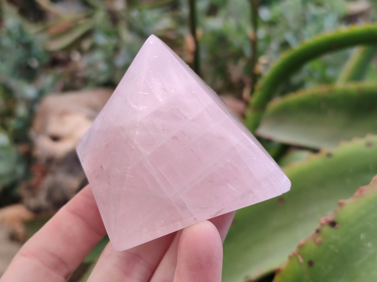 Polished Gemmy Rose Quartz Pyramids x 6 From Madagascar - Toprock Gemstones and Minerals 