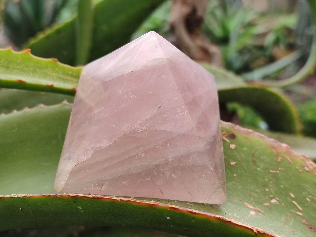 Polished Gemmy Rose Quartz Pyramids x 6 From Madagascar - Toprock Gemstones and Minerals 