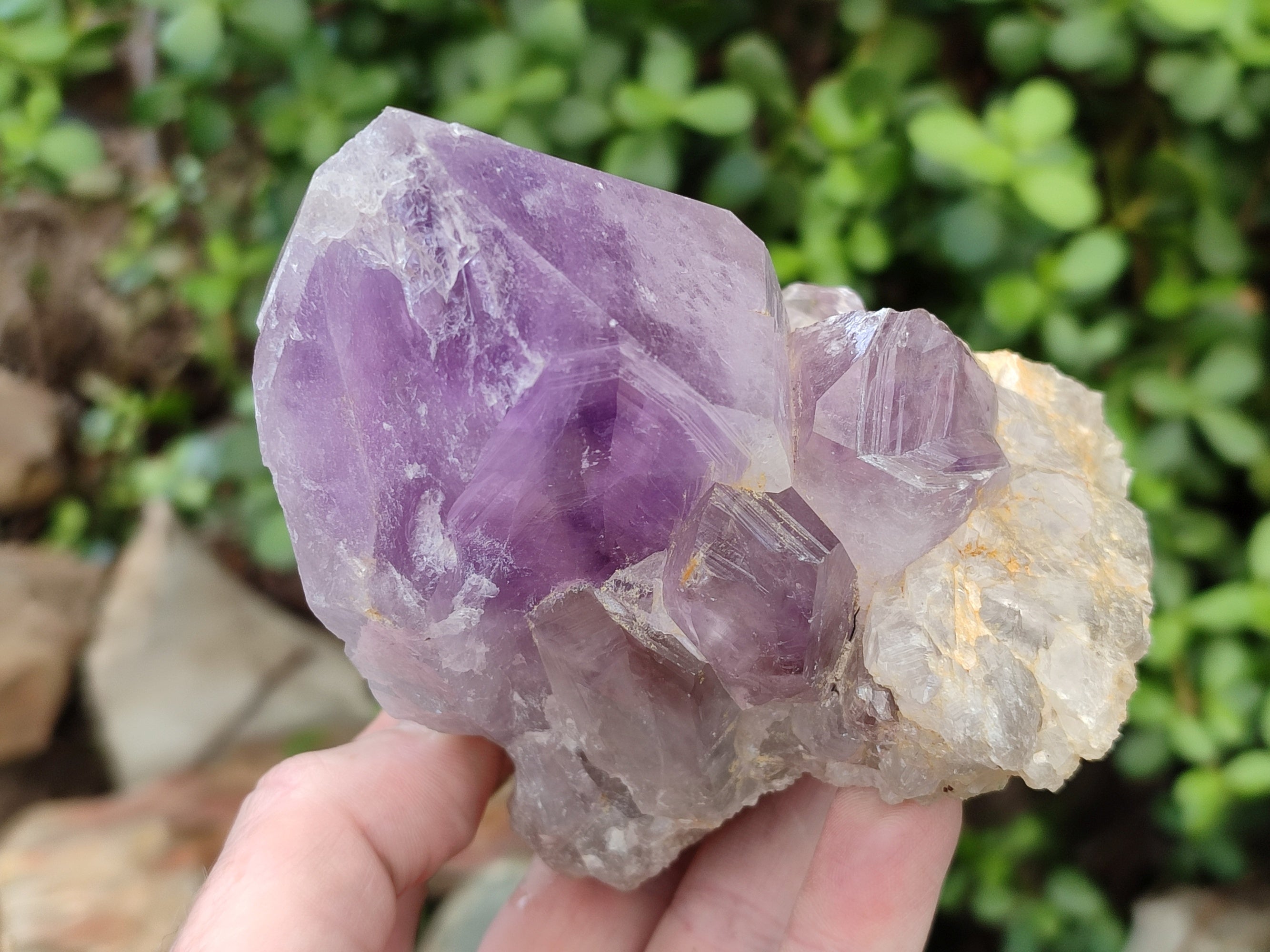 Natural Jacaranda Amethyst Quartz Cluster x 3 From Mumbwa, Zambia - Toprock Gemstones and Minerals 