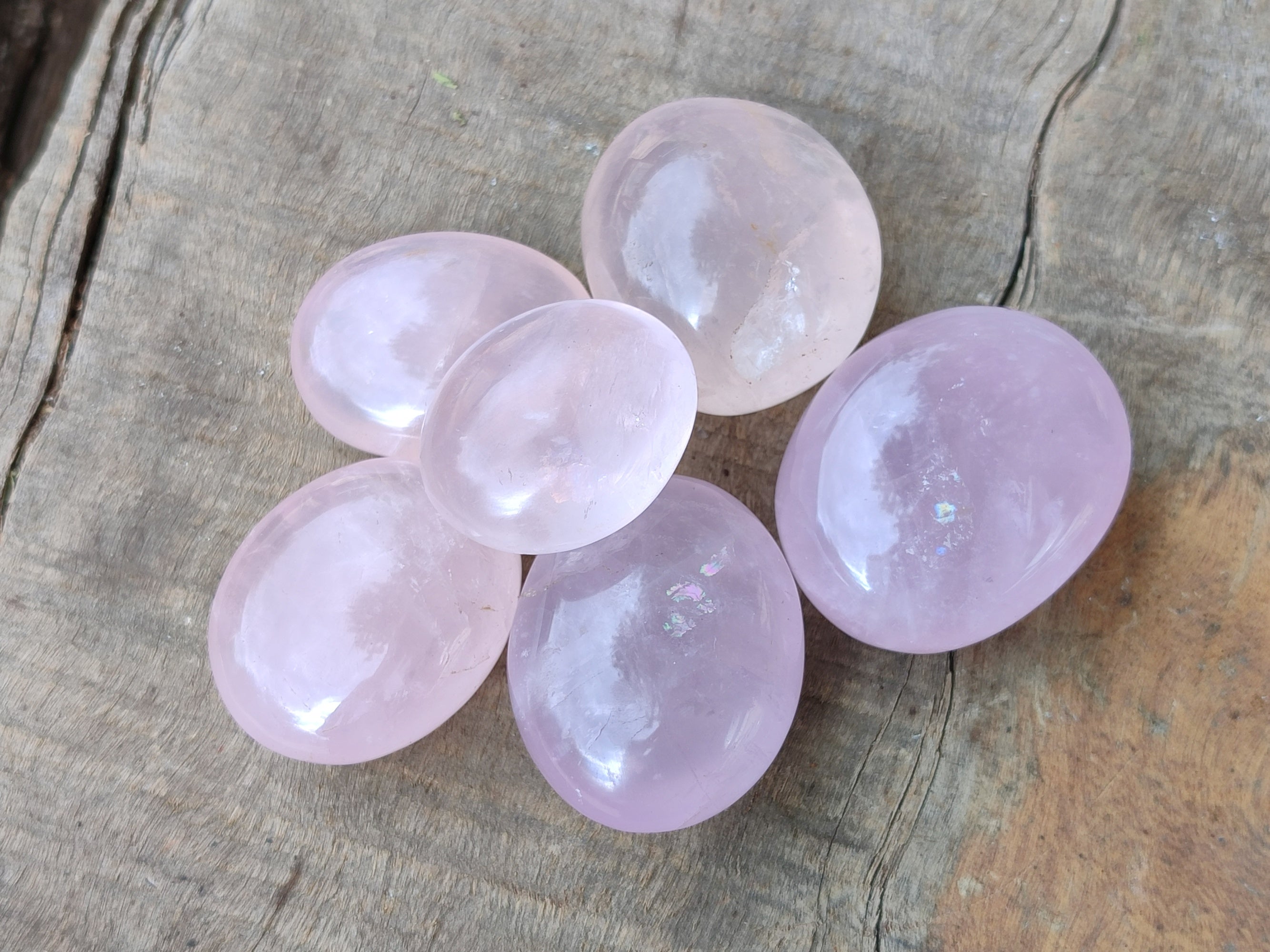 Polished Rose Quartz Palm Stones x 35 From Ambatondrazaka, Madagascar - Toprock Gemstones and Minerals 