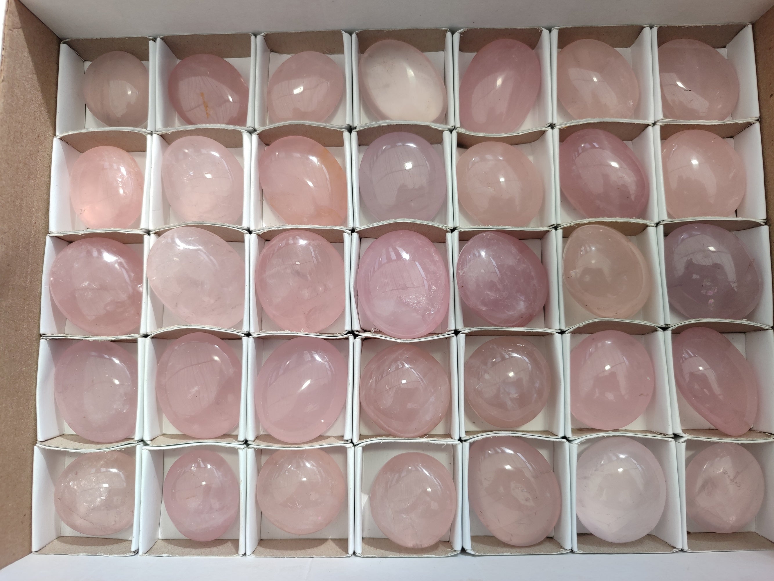 Polished Rose Quartz Palm Stones x 35 From Ambatondrazaka, Madagascar - Toprock Gemstones and Minerals 