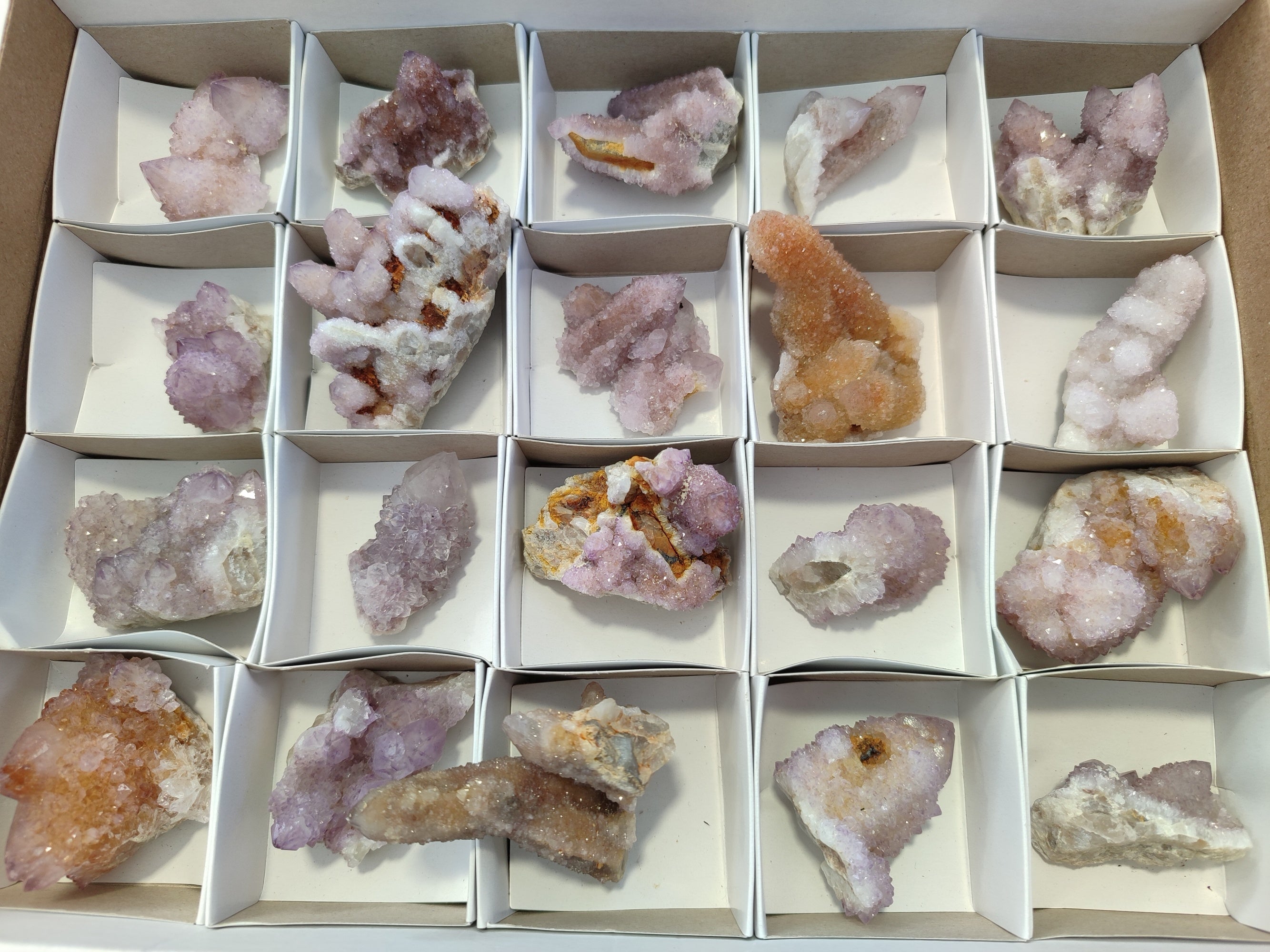 Natural Lilac and Ametrine Spirit Quartz Clusters x 20 From South Africa - Toprock Gemstones and Minerals 