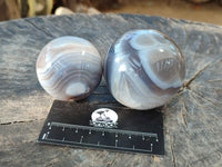 Polished Banded Agate Spheres x 4 From Madagascar