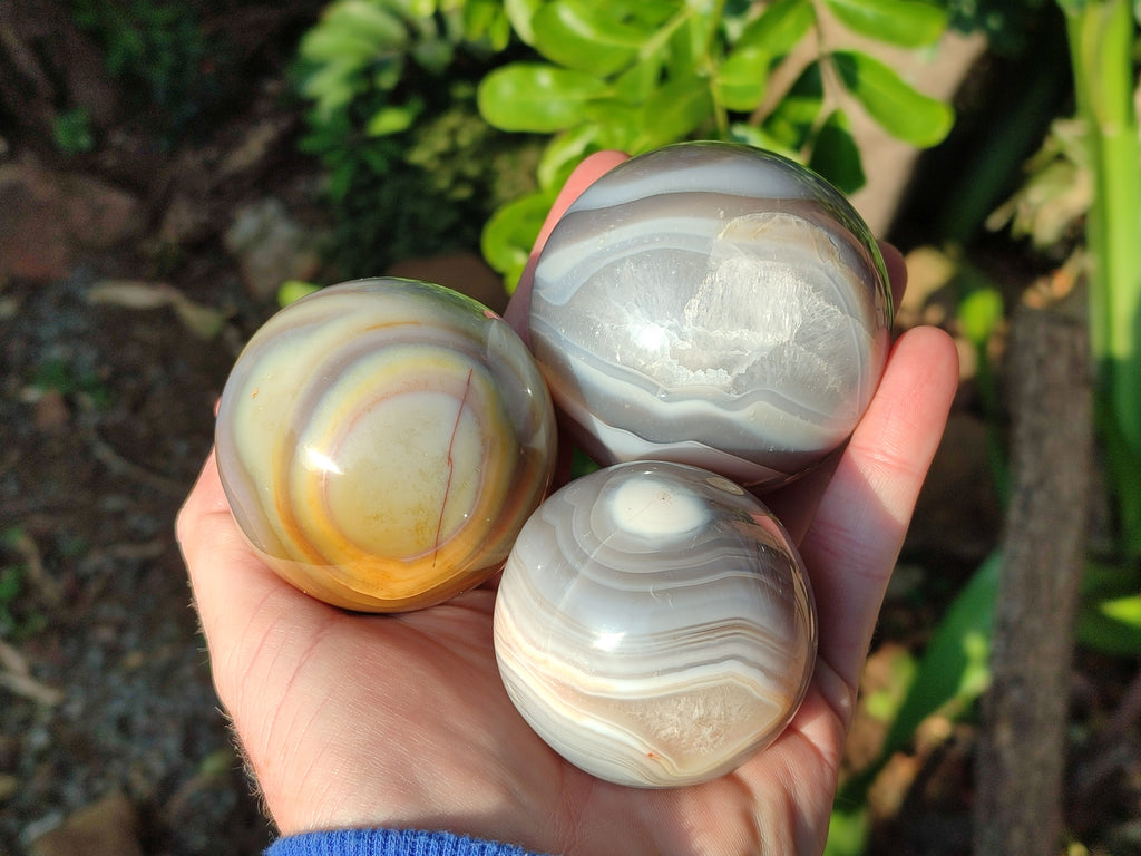 Polished Banded Agate Spheres x 4 From Madagascar - Toprock Gemstones and Minerals 