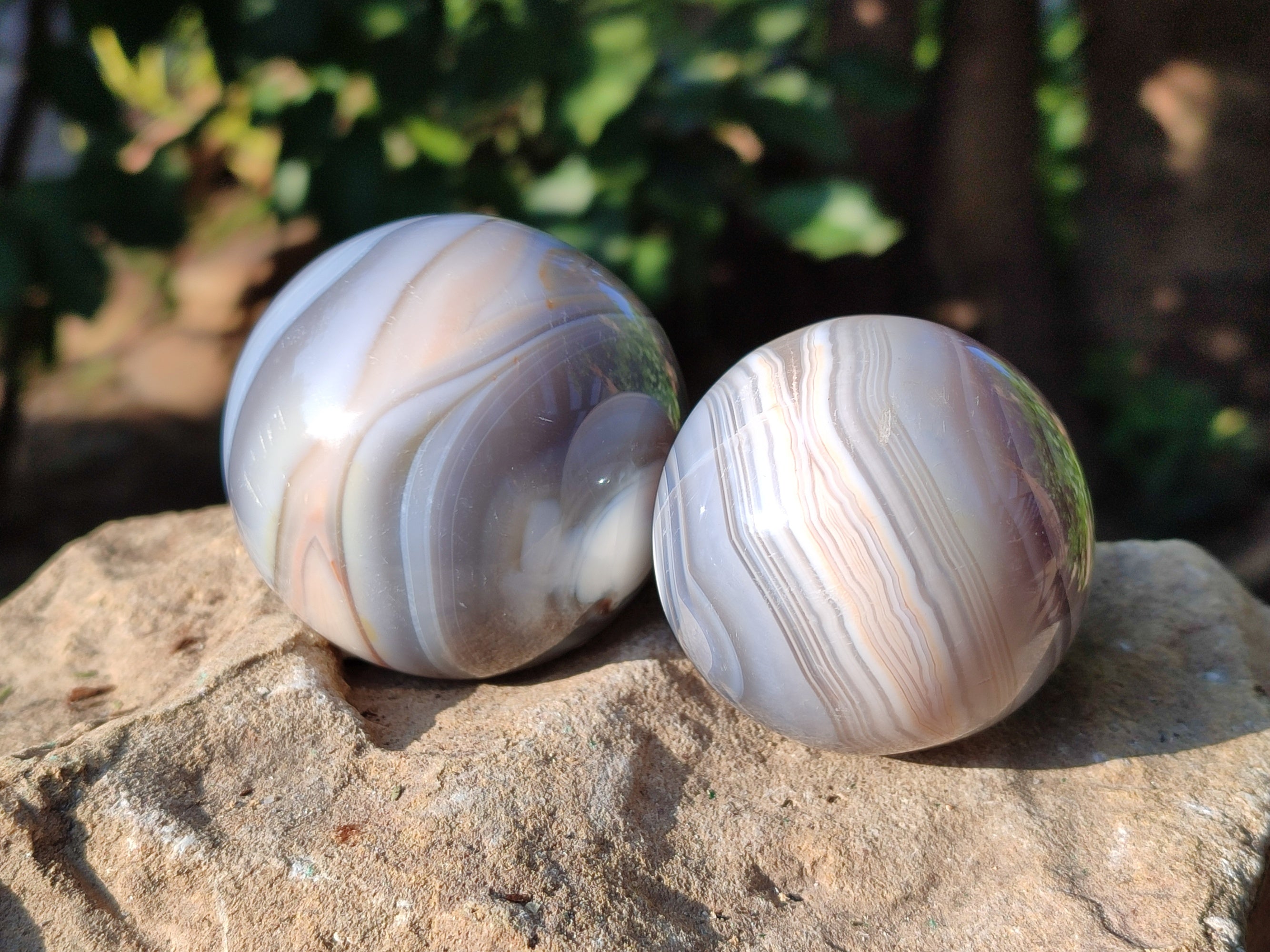 Polished Banded Agate Spheres x 4 From Madagascar - Toprock Gemstones and Minerals 
