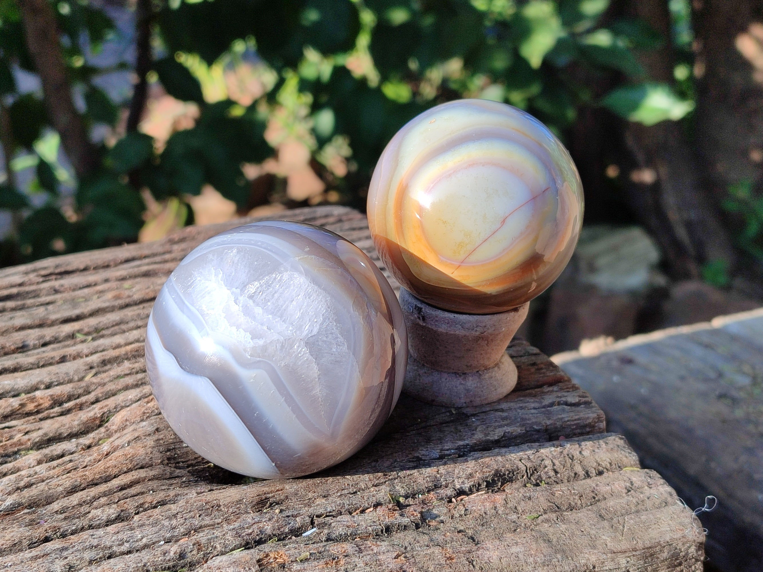 Polished Banded Agate Spheres x 4 From Madagascar - Toprock Gemstones and Minerals 