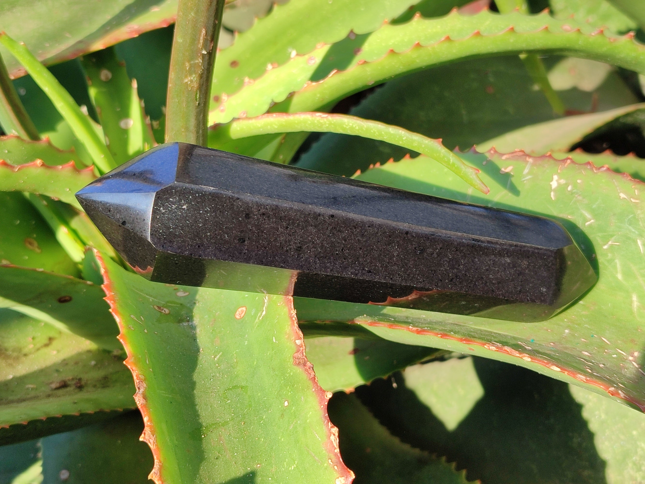 Polished Black Basalt Double Terminated Points x 5 From Antsirabe, Madagascar - Toprock Gemstones and Minerals 