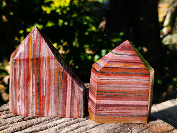 Polished Banded Tiger Iron Points x 2 From South Africa - Toprock Gemstones and Minerals 