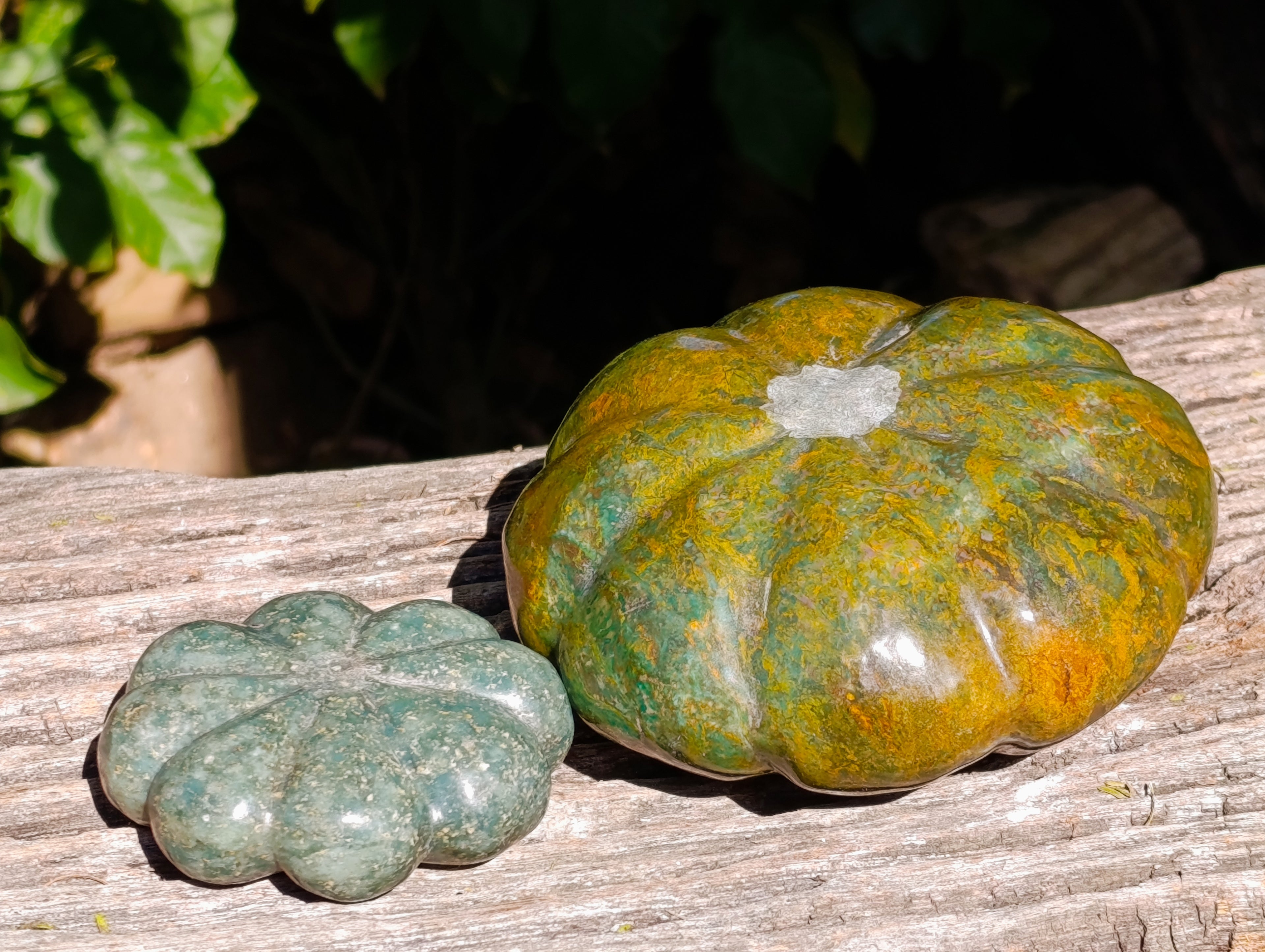 Hand Made Pumpkin and Patty Pan Squash Carvings x 3 From Zimbabwe - Toprock Gemstones and Minerals 