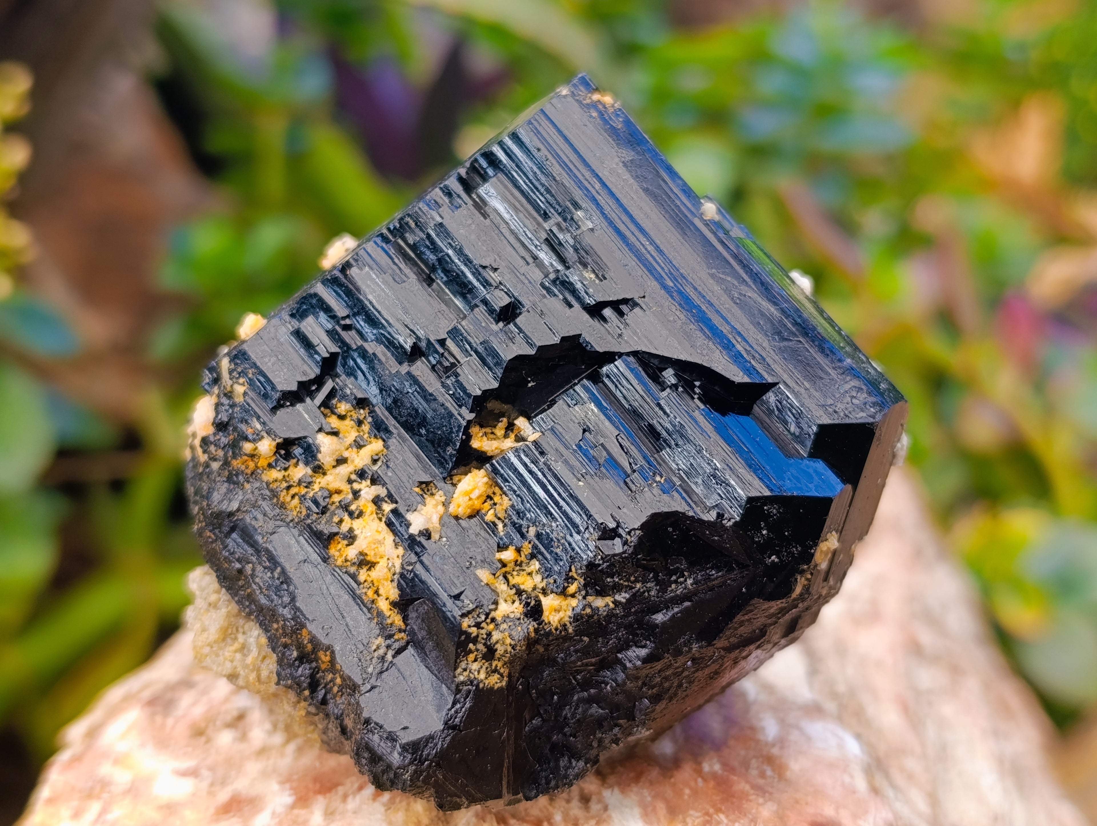 Natural Schorl Black Tourmaline With Hyalite Opal Specimens x 2 From Erongo, Namibia - Toprock Gemstones and Minerals 