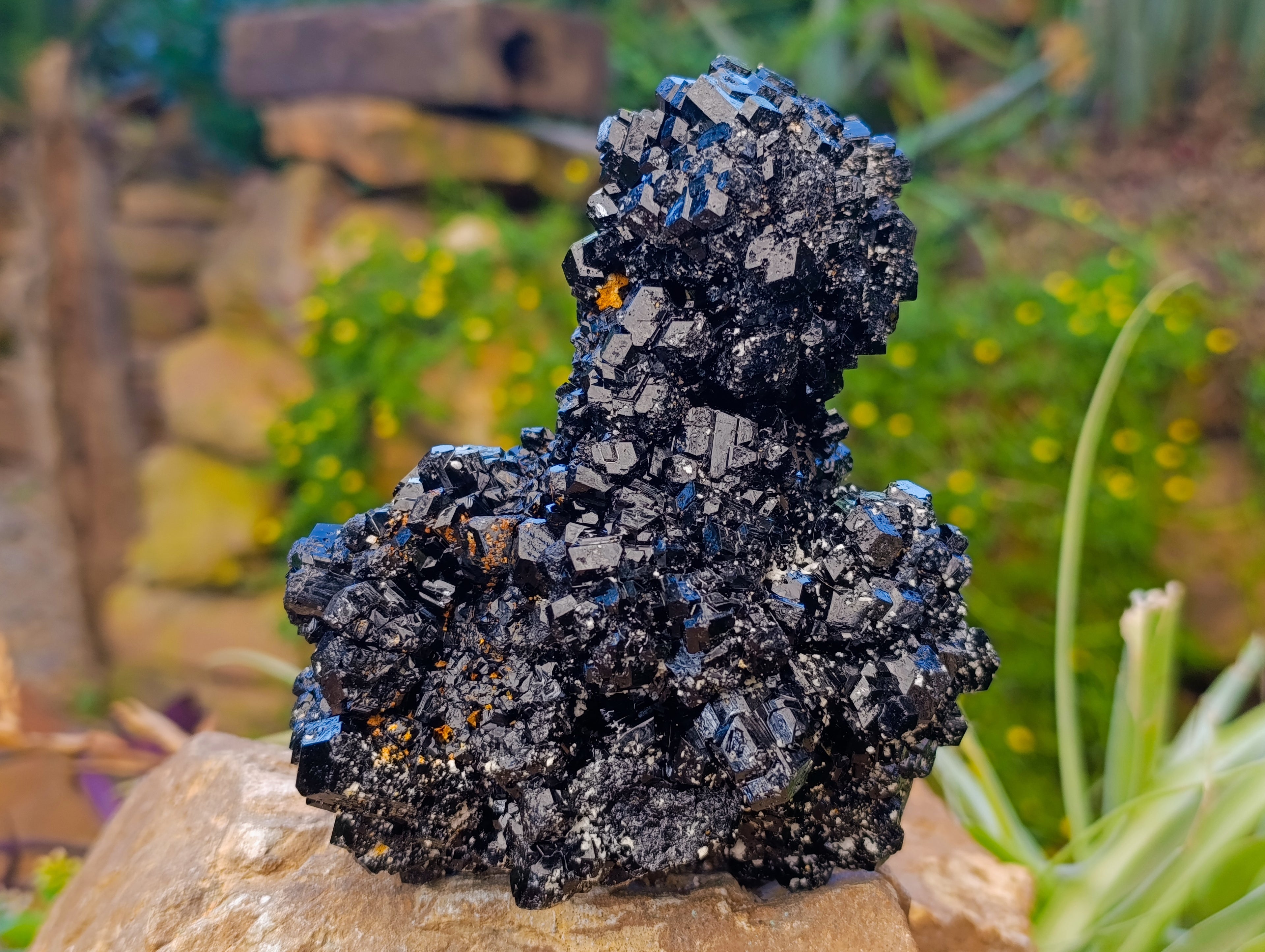 Natural Schorl Black Tourmaline With Hyalite Opal Specimens x 2 From Erongo, Namibia - Toprock Gemstones and Minerals 