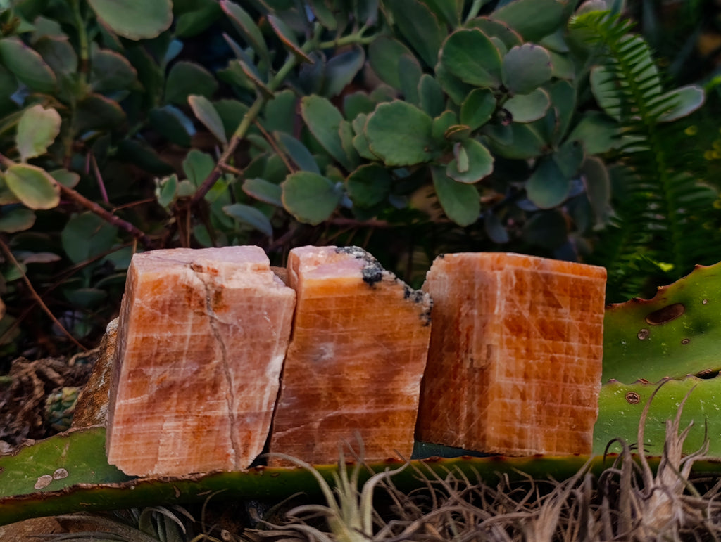 Natural Rhombohedral Sunset Orange Calcite Specimens x 12 From Spitzkop, Namibia - Toprock Gemstones and Minerals 