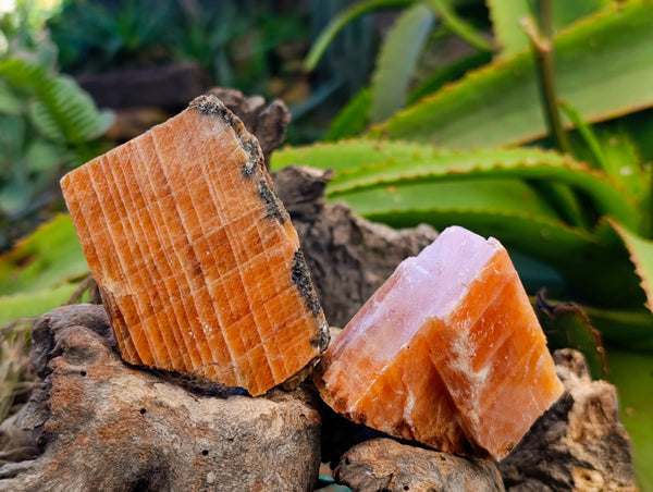 Natural Rhombohedral Sunset Orange Calcite Specimens x 12 From Spitzkop, Namibia