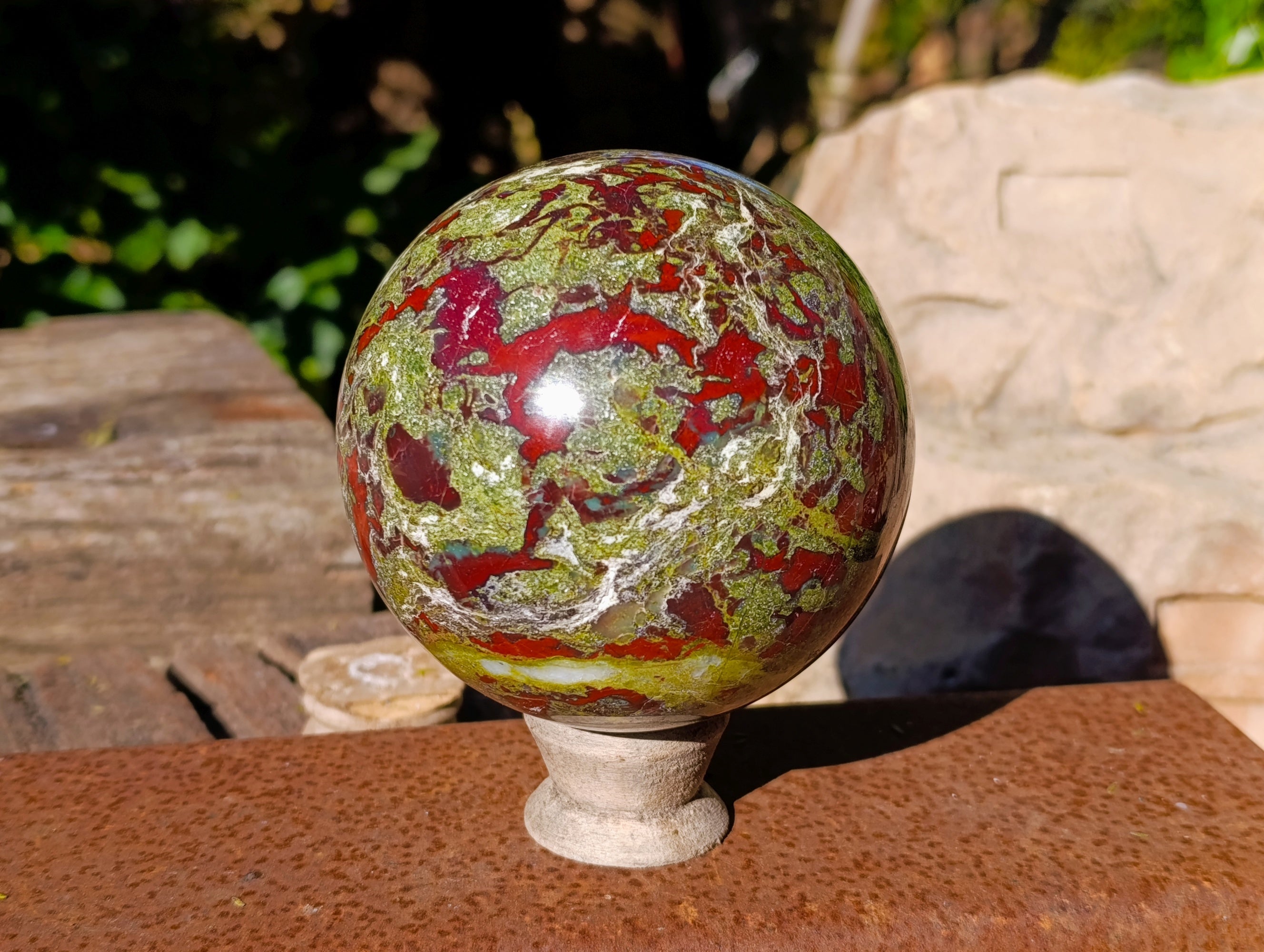 Polished Bastite Dragons Blood Stone Sphere-Ball x 1 From Tshipise, South Africa - Toprock Gemstones and Minerals 