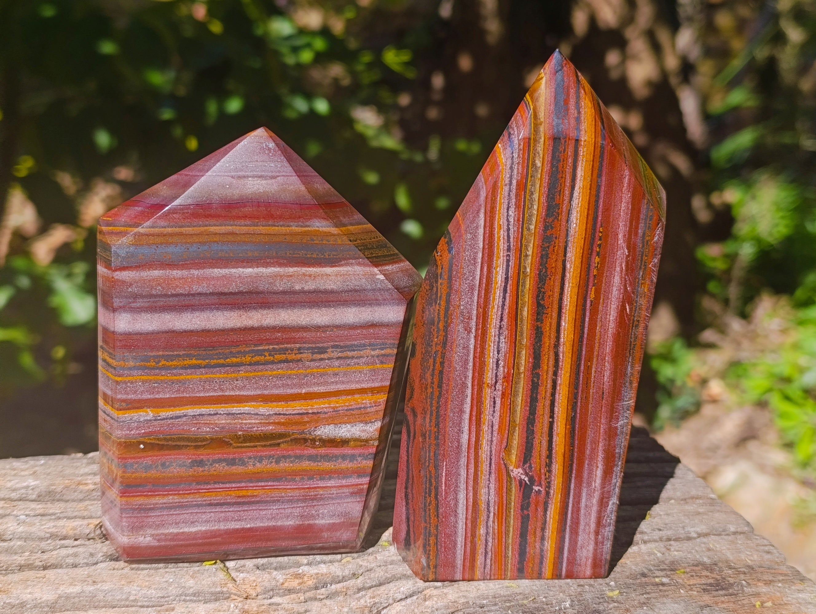 Polished Banded Tiger Iron Jasper Points x 2 From Northern Cape, South Africa - Toprock Gemstones and Minerals 