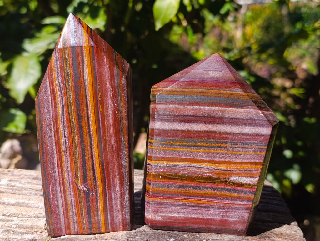 Polished Banded Tiger Iron Jasper Points x 2 From Northern Cape, South Africa - Toprock Gemstones and Minerals 