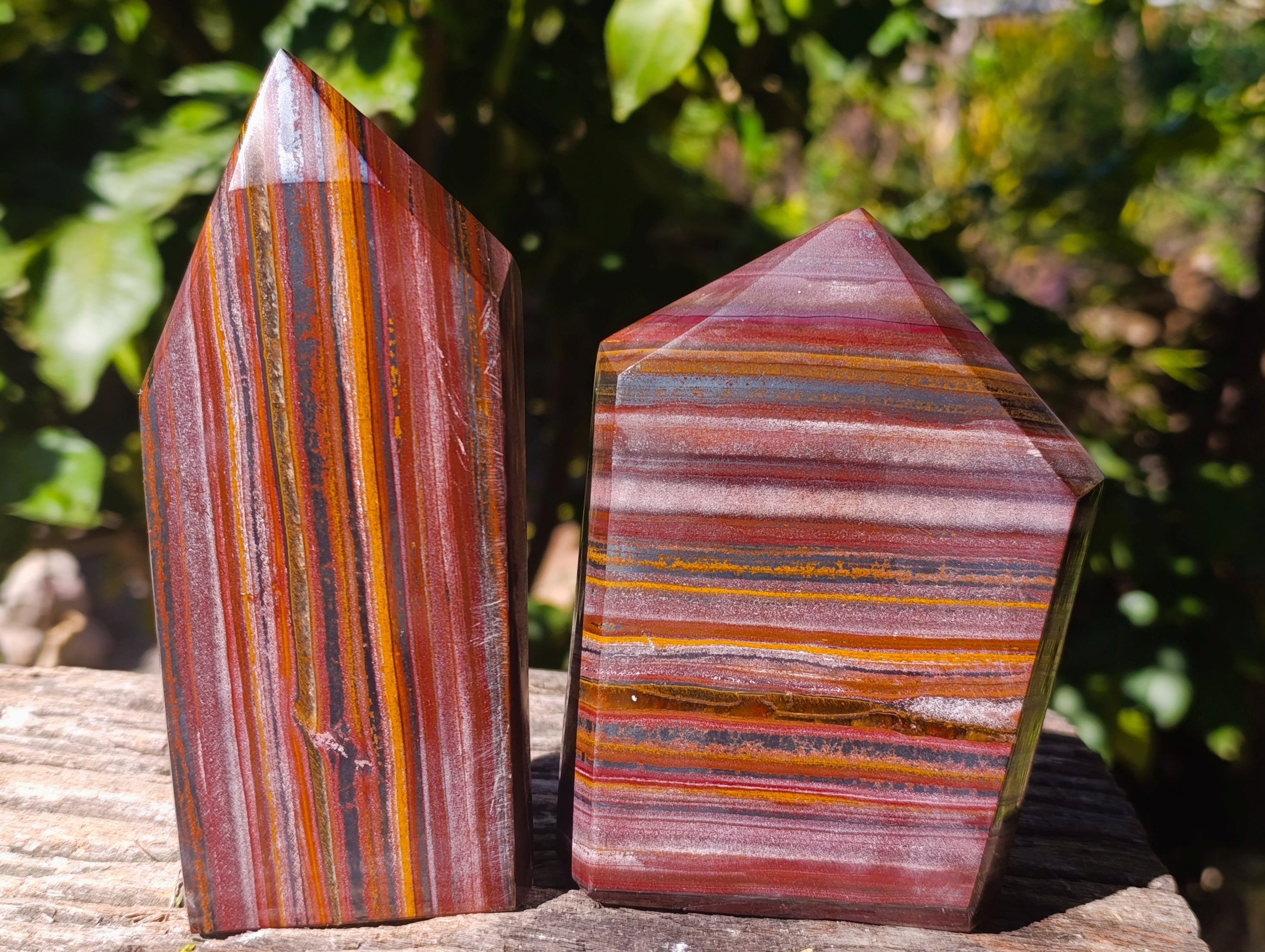 Polished Banded Tiger Iron Jasper Points x 2 From Northern Cape, South Africa - Toprock Gemstones and Minerals 