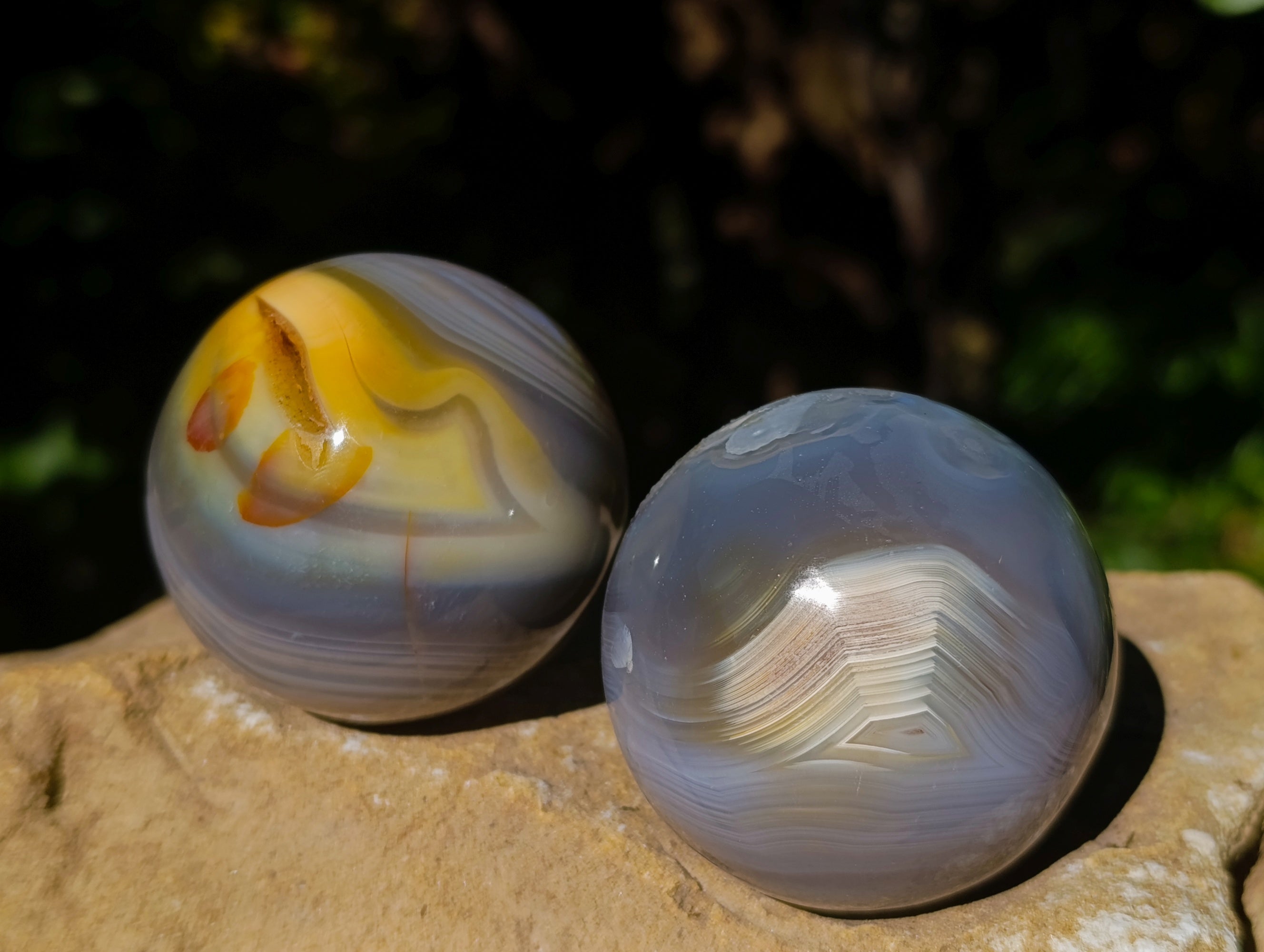 Polished Banded Agate Spheres x 4 From Madagascar - Toprock Gemstones and Minerals 