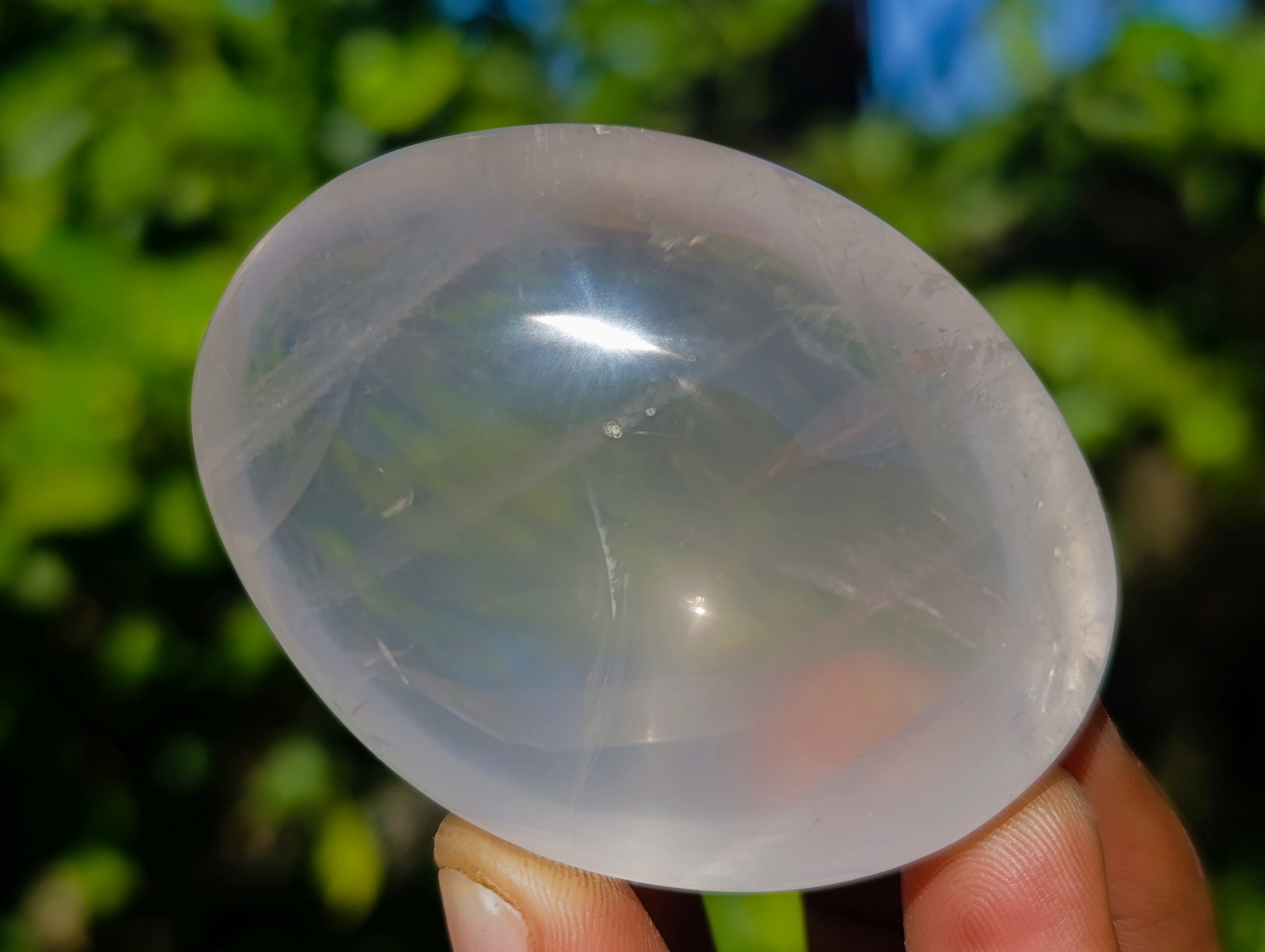 Polished Pearl Girasol Quartz Crystal Palm Stones x 12 From Ambatondrazaka, Madagascar - Toprock Gemstones and Minerals 
