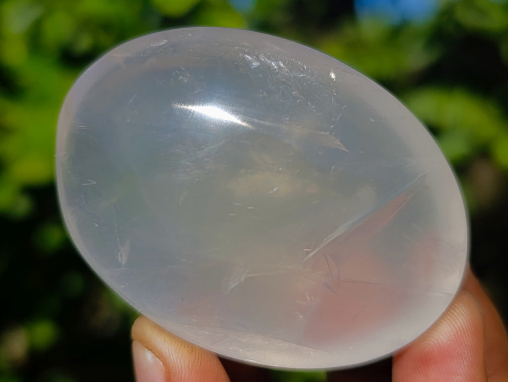 Polished Pearl Girasol Quartz Crystal Palm Stones x 12 From Ambatondrazaka, Madagascar - Toprock Gemstones and Minerals 