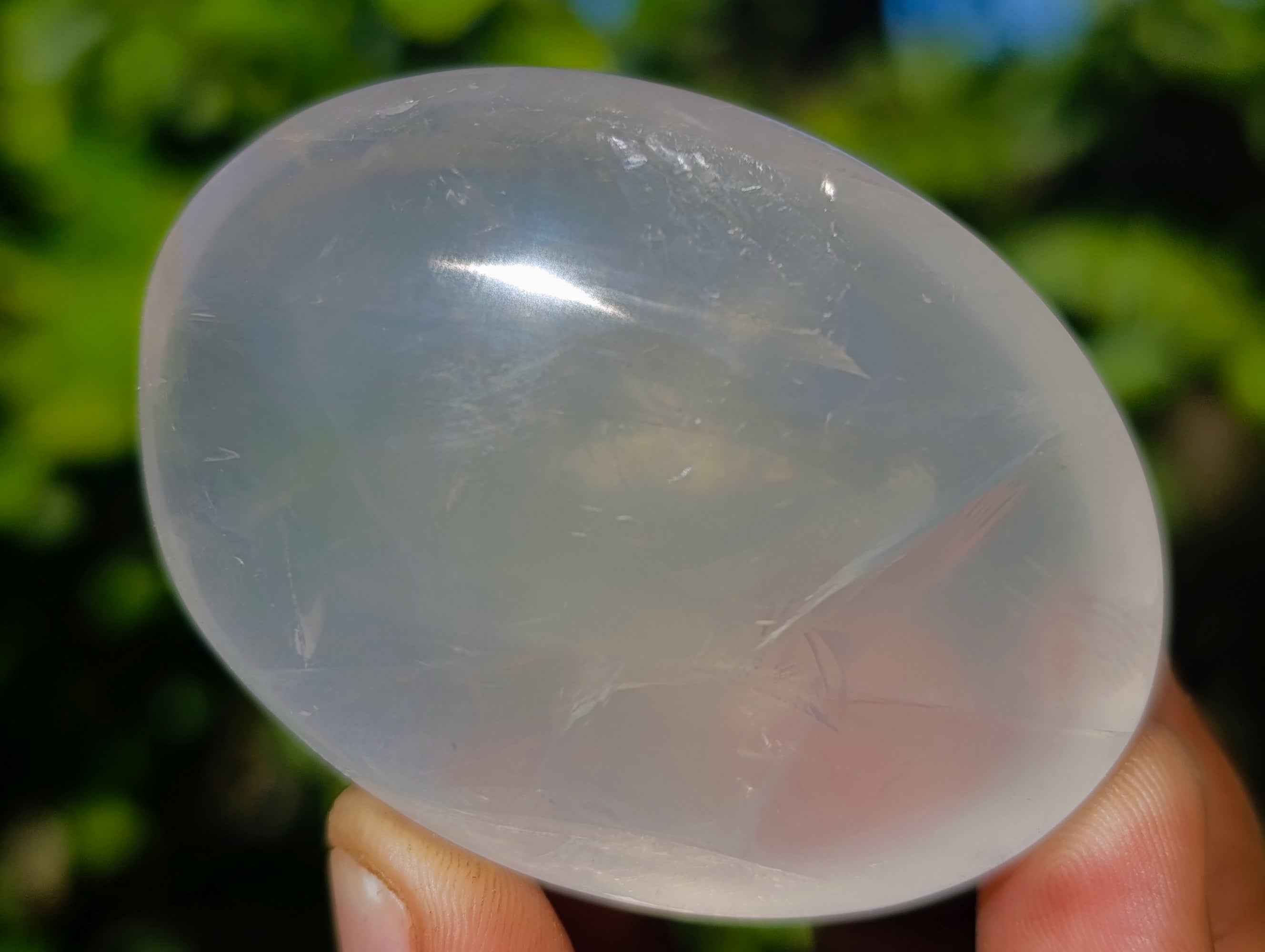 Polished Pearl Girasol Quartz Crystal Palm Stones x 12 From Ambatondrazaka, Madagascar - Toprock Gemstones and Minerals 
