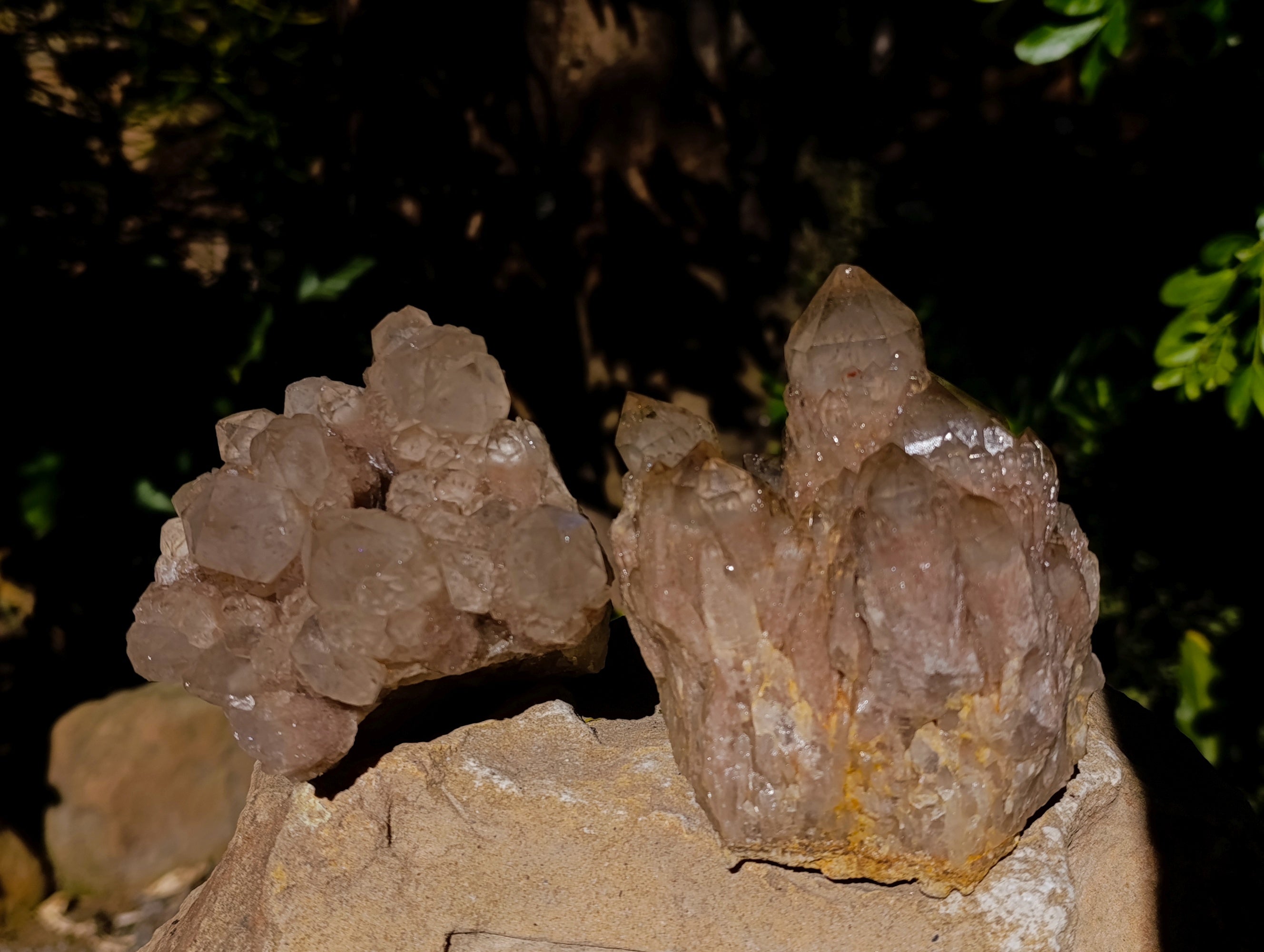 Natural Smokey Phantom Quartz Cluster x 2 From Luena, Congo - Toprock Gemstones and Minerals 
