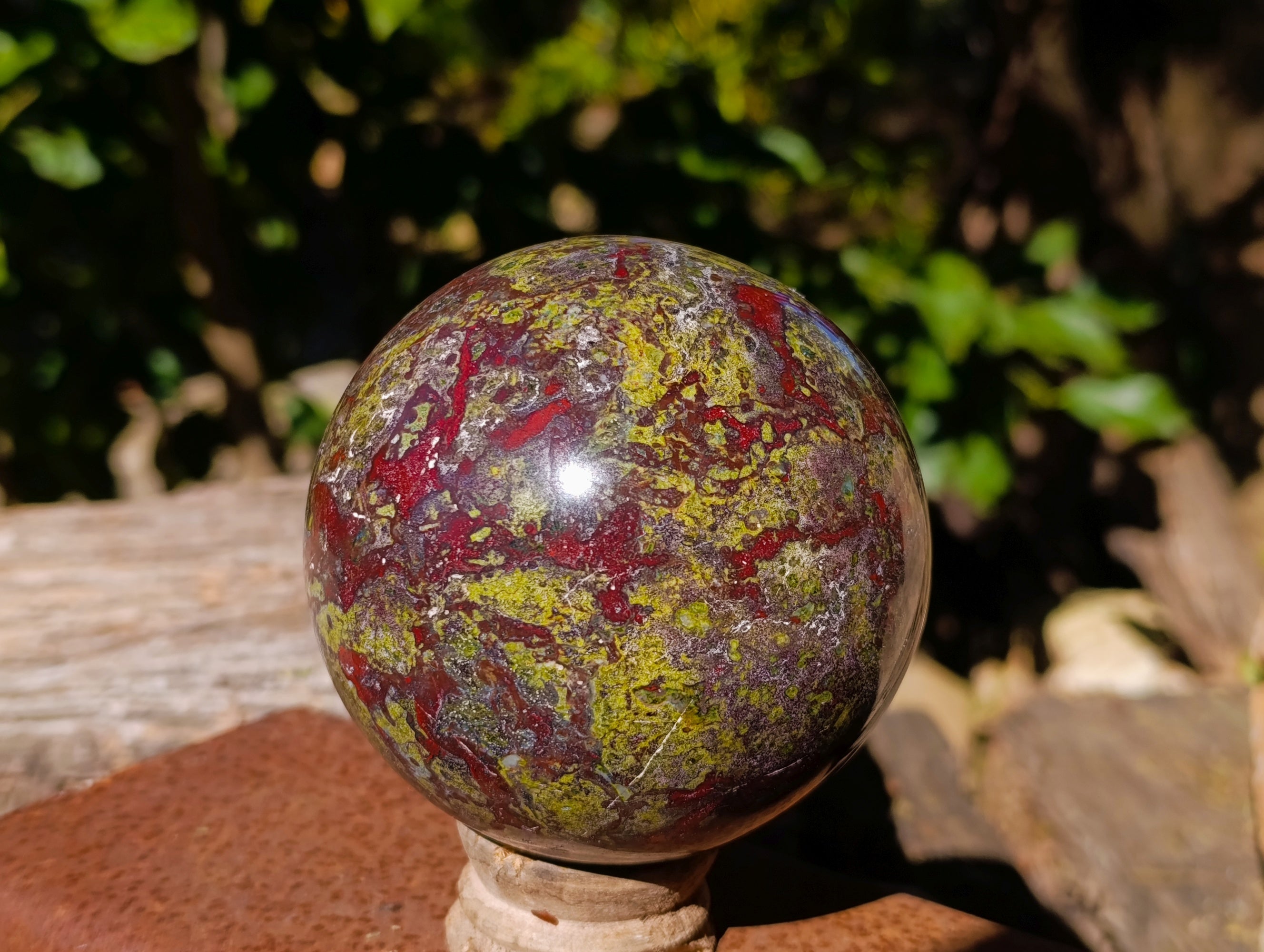 Polished Bastite Dragons Blood Stone Sphere-Ball x 1 From Tshipise, South Africa - Toprock Gemstones and Minerals 