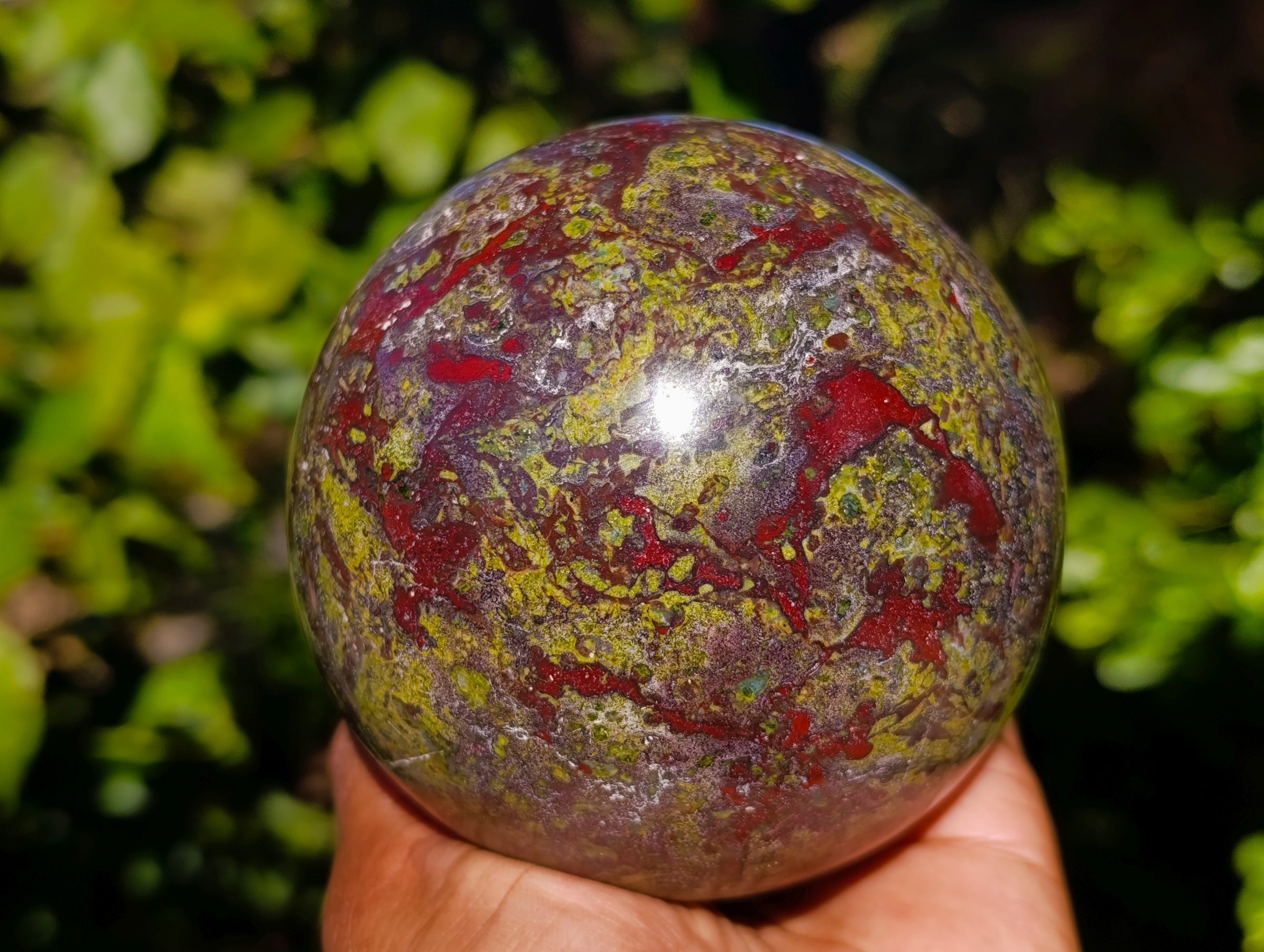 Polished Bastite Dragons Blood Stone Sphere-Ball x 1 From Tshipise, South Africa - Toprock Gemstones and Minerals 