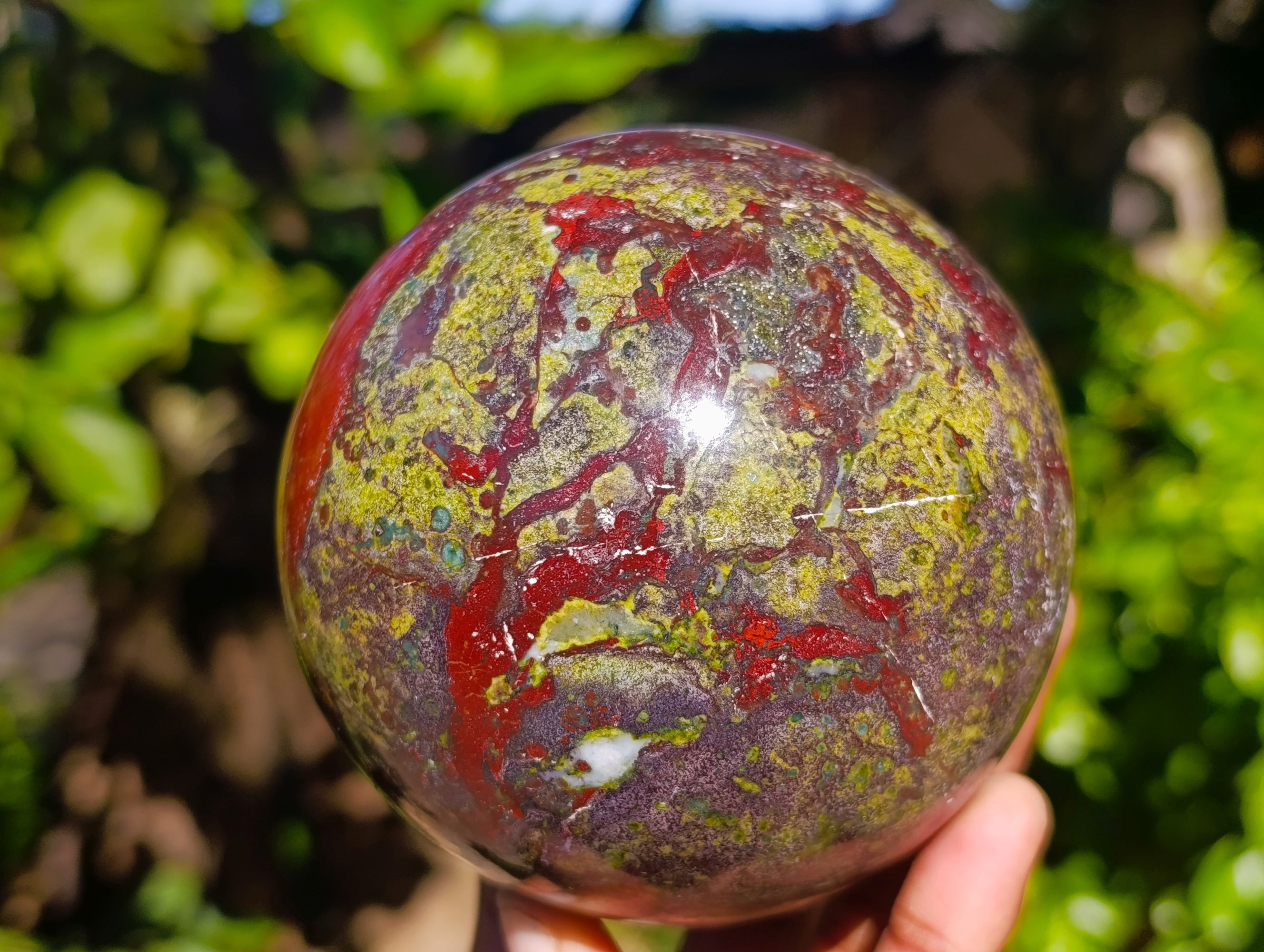 Polished Bastite Dragons Blood Stone Sphere-Ball x 1 From Tshipise, South Africa - Toprock Gemstones and Minerals 