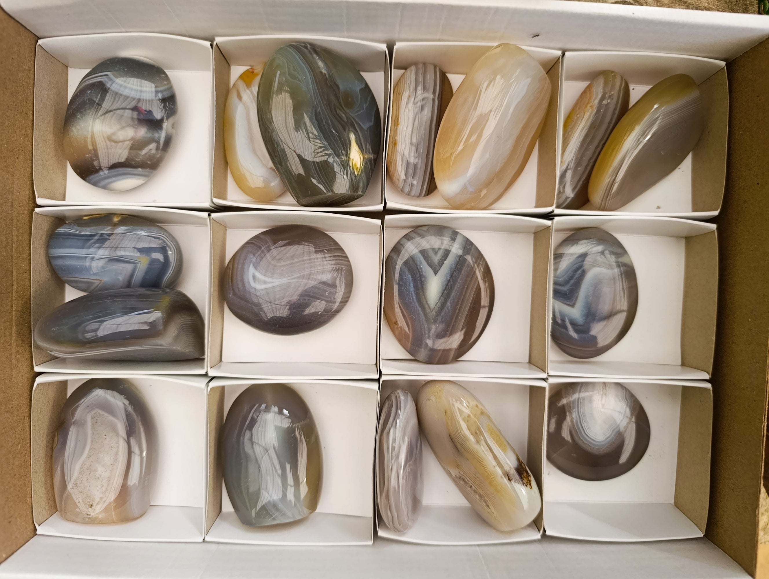 Polished Banded Agate Free Forms and Standing Free Forms x 17 From Madagascar - Toprock Gemstones and Minerals 