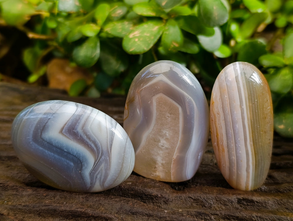 Polished Banded Agate Free Forms and Standing Free Forms x 17 From Madagascar - Toprock Gemstones and Minerals 