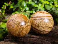 Polished Picture Stone Jasper Spheres x 3 From Ais-Ais, Namibia - Toprock Gemstones and Minerals 