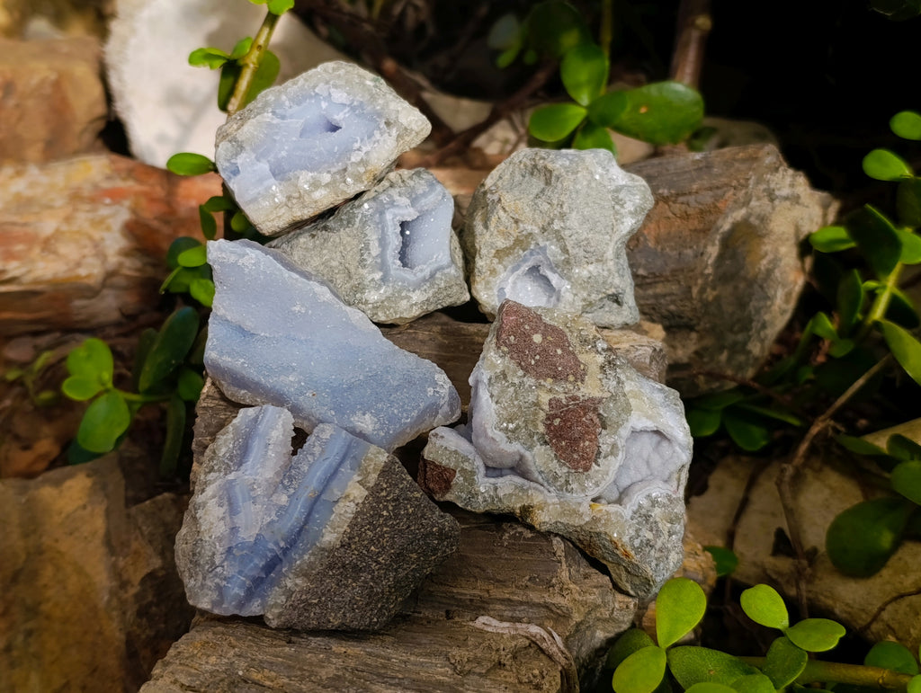 Natural Blue Lace Agate Geodes x 24 From Nsanje, Malawi - Toprock Gemstones and Minerals 