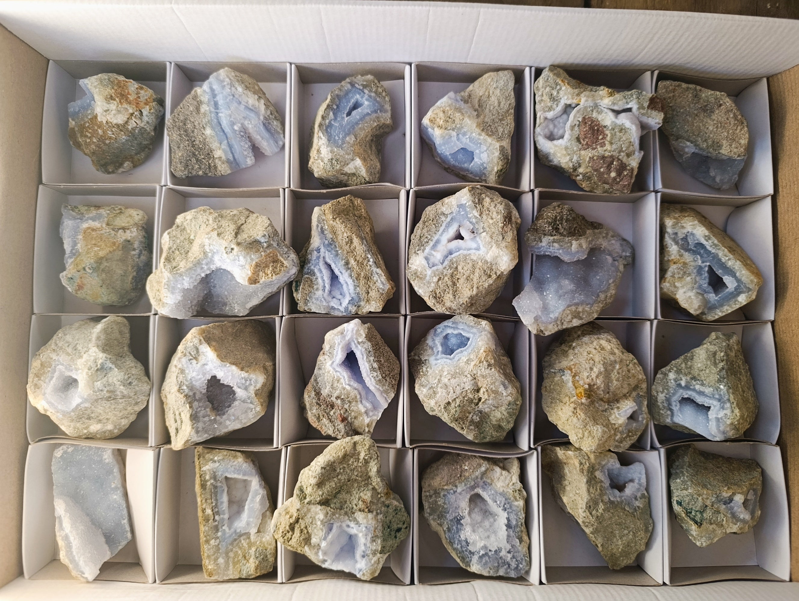 Natural Blue Lace Agate Geodes x 24 From Nsanje, Malawi - Toprock Gemstones and Minerals 