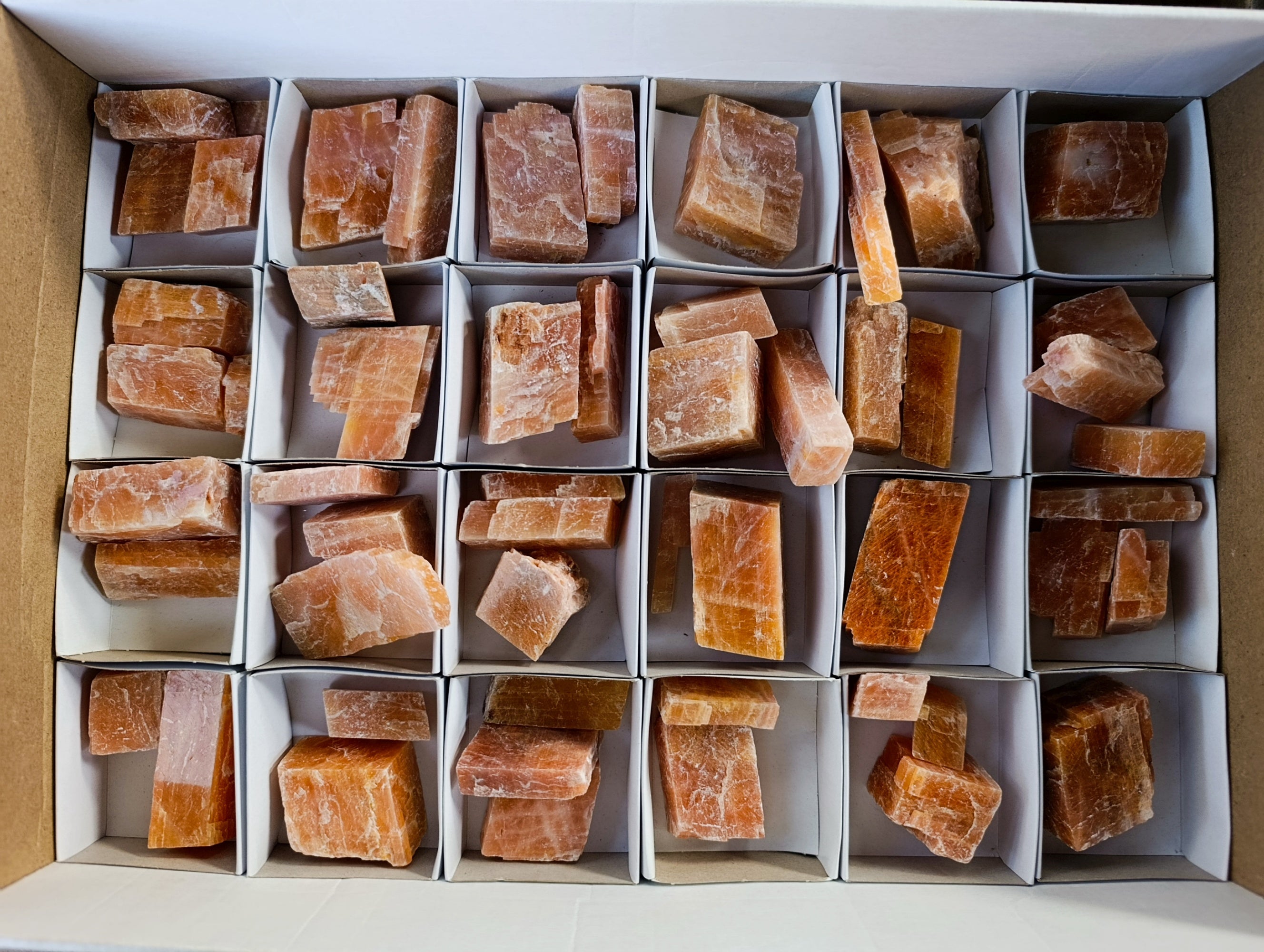 Natural Rhombohedral Sunset Orange Calcite Specimens x 34 From Spitzkop, Namibia - Toprock Gemstones and Minerals 