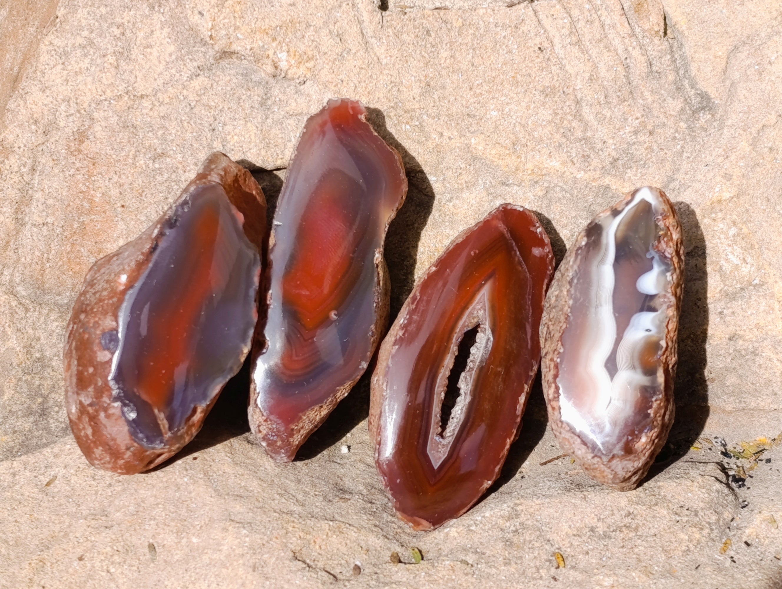 Polished On One Side Red Sashe River Agate Nodules x 20 From Zimbabwe - Toprock Gemstones and Minerals 