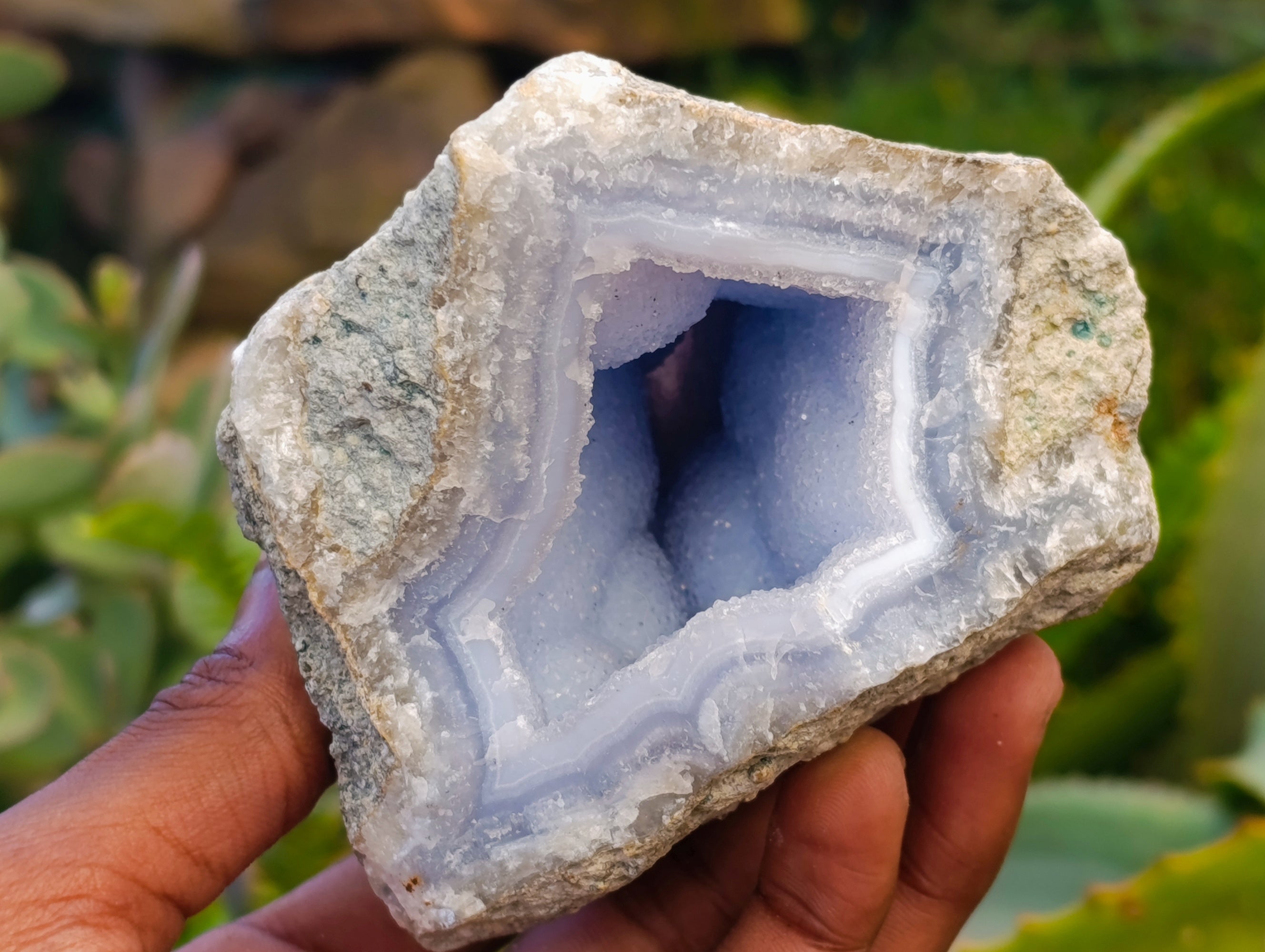 Natural Blue Lace Agate Geode x 4 From Nsanje, Malawi - Toprock Gemstones and Minerals 