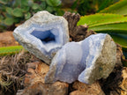 Natural Blue Lace Agate Geode x 4 From Nsanje, Malawi - Toprock Gemstones and Minerals 