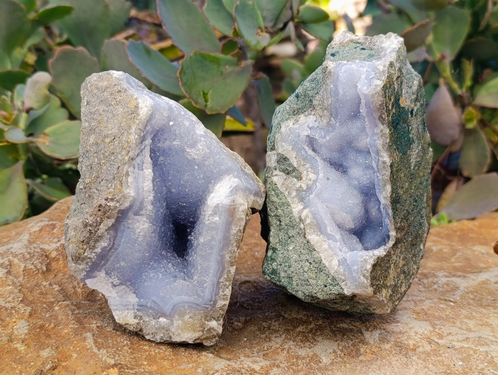 Natural Blue Lace Agate Geode x 4 From Nsanje, Malawi - Toprock Gemstones and Minerals 