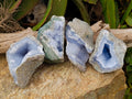 Natural Blue Lace Agate Geode x 4 From Nsanje, Malawi - Toprock Gemstones and Minerals 