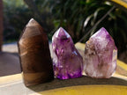 Polished Smokey Quartz and Window Amethyst Crystals x 6 From Madagascar - Toprock Gemstones and Minerals 