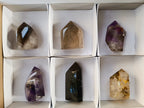 Polished Smokey Quartz and Window Amethyst Crystals x 6 From Madagascar - Toprock Gemstones and Minerals 