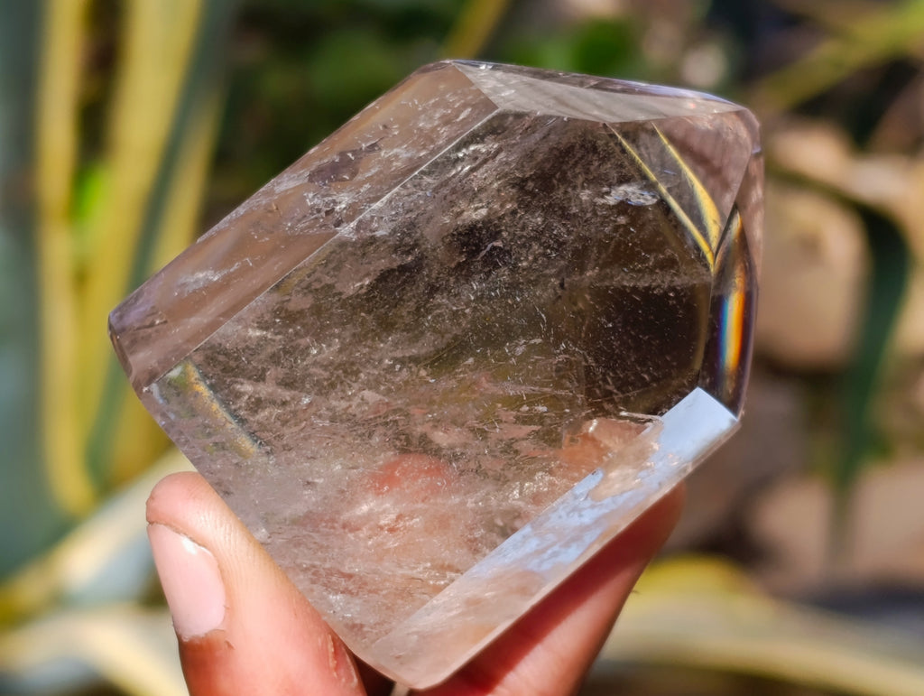 Polished Smokey Quartz and Window Amethyst Crystals x 6 From Madagascar - Toprock Gemstones and Minerals 