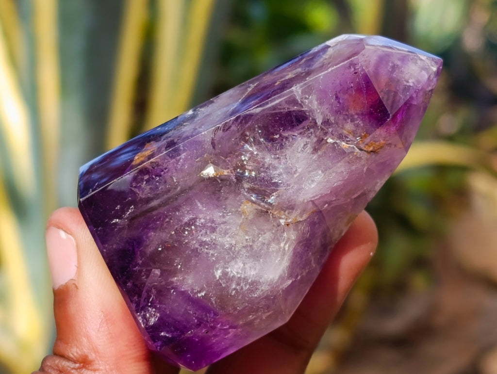 Polished Smokey Quartz and Window Amethyst Crystals x 6 From Madagascar - Toprock Gemstones and Minerals 