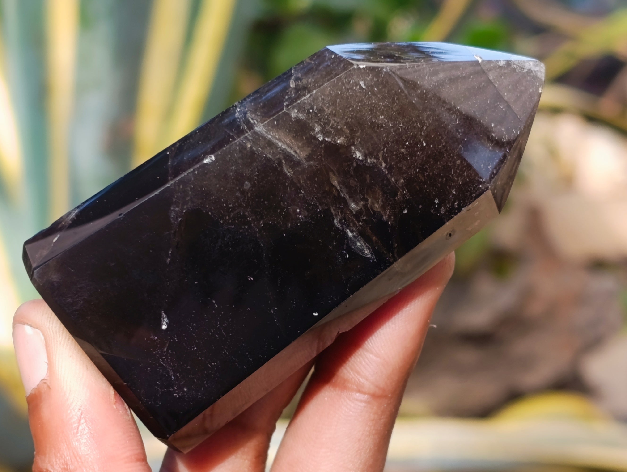 Polished Smokey Quartz and Window Amethyst Crystals x 6 From Madagascar - Toprock Gemstones and Minerals 