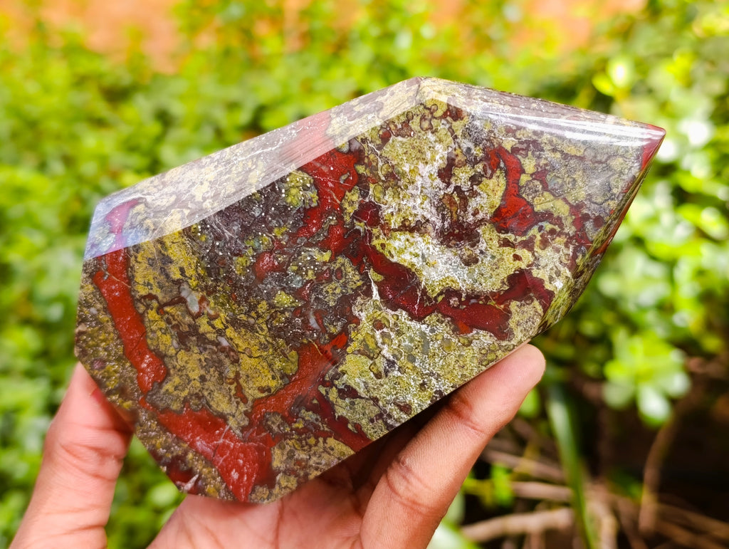 Polished Bastite Dragons Blood Stone Points x 2 From Tshipise, South Africa - Toprock Gemstones and Minerals 