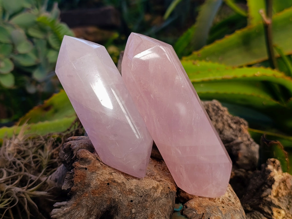 Polished Double Terminated Rose Quartz Points x 6 Ambatondrazaka, Madagascar - Toprock Gemstones and Minerals 