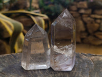 Polished Mixed Inclusion Quartz Crystals including Golden Rutile Inclusion x 4 from Madagascar - Toprock Gemstones and Minerals 