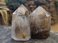 Polished Mixed Inclusion Quartz Crystals including Golden Rutile Inclusion x 4 from Madagascar - Toprock Gemstones and Minerals 